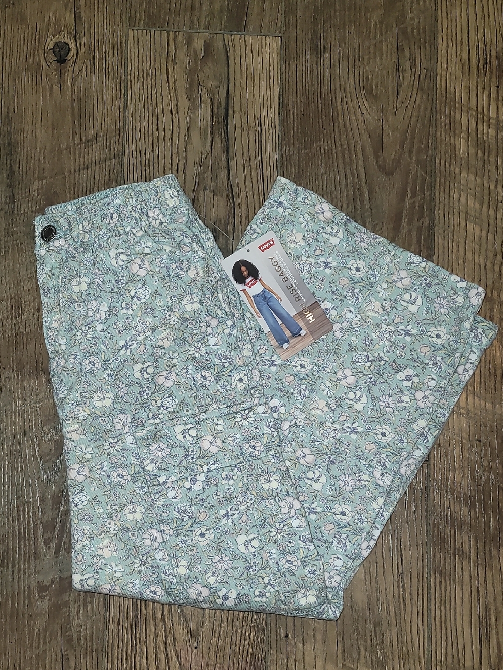Levi's Mint Floral High-Rise Baggy Pants 7 Reg